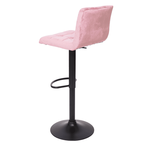 Conjunto de 2 banquetas de bar com altura ajustável revestidas em veludo rosa com pés de metal preto 04_0000152