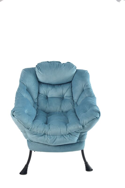 Sillón con reposapiés 72x72 cm - relax con brazos, bolsillo lateral y reposapiés - azul
