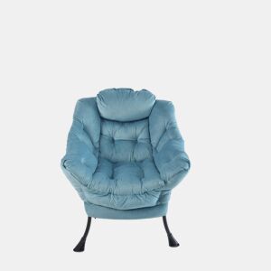 Poltrona com apoio para os pés 72x72 cm - Relax com braços, bolso lateral e apoio para os pés - Azul