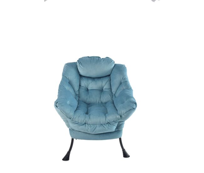 Sillón con reposapiés 72x72 cm - relax con brazos, bolsillo lateral y reposapiés - azul