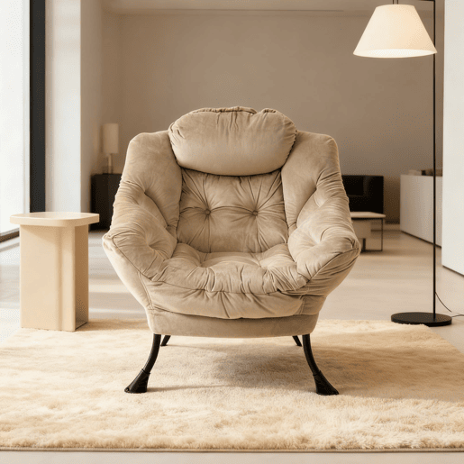 Poltrona com apoio para os pés - relax, com braços, bolso lateral e apoio para os pés - cáqui