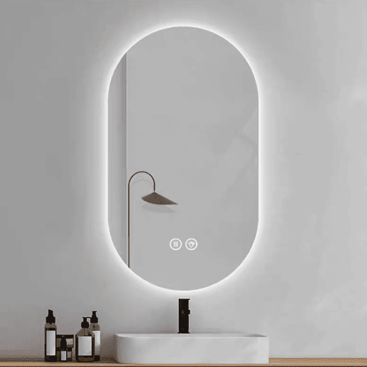 Espelho LED de parede 60x90cm - tátil, antiembaciamento, casa de banho e barbearia - prateado