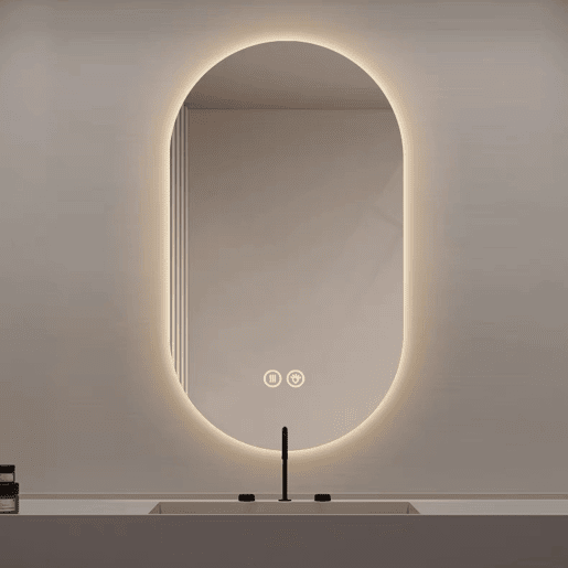 Espelho LED de parede 60x90cm - tátil, antiembaciamento, casa de banho e barbearia - prateado