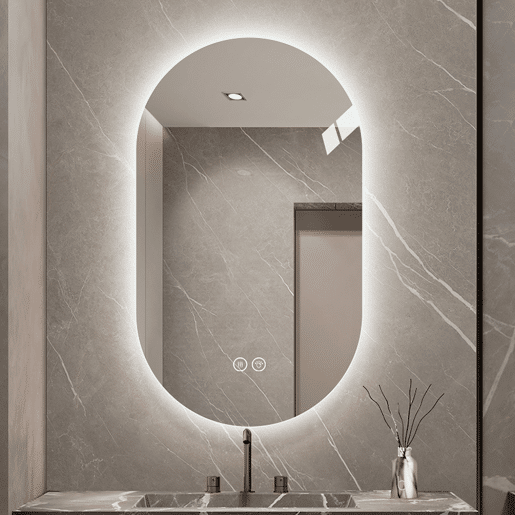 Espelho LED de parede 60x90cm - tátil, antiembaciamento, casa de banho e barbearia - prateado