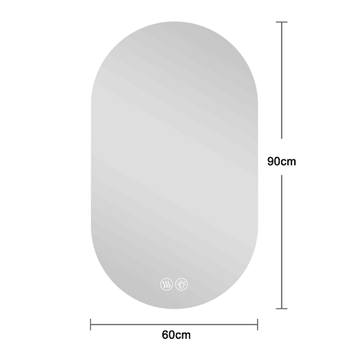 Espelho LED de parede 60x90cm - tátil, antiembaciamento, casa de banho e barbearia - prateado