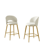 Banco de bar - Encosto aberto, acolchoado, metal dourado - Bege