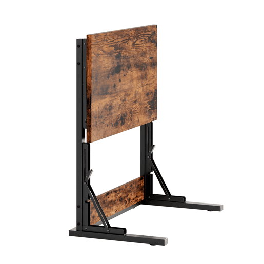 Mesa auxiliar dobrável C 60x37x71 cm - metal, pernas ajustáveis, multiuso - castanho