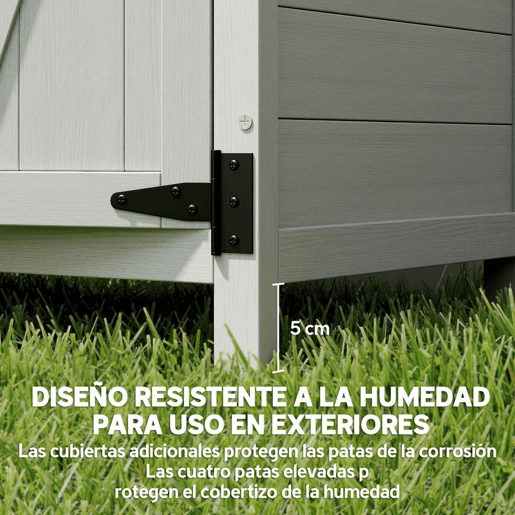 Outsunny Armário de Jardim de Madeira 75x40x90 cm Armário de Exterior Armário para Armazenamento de Ferramentas com 4 Prateleiras 2 Portas e Telhado de Chapa Galvanizada Cinzento