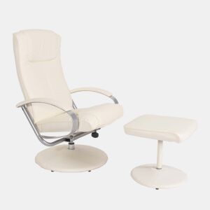 Poltrona reclinável para TV em PVC branco-creme com apoio para os pés 04_0006894