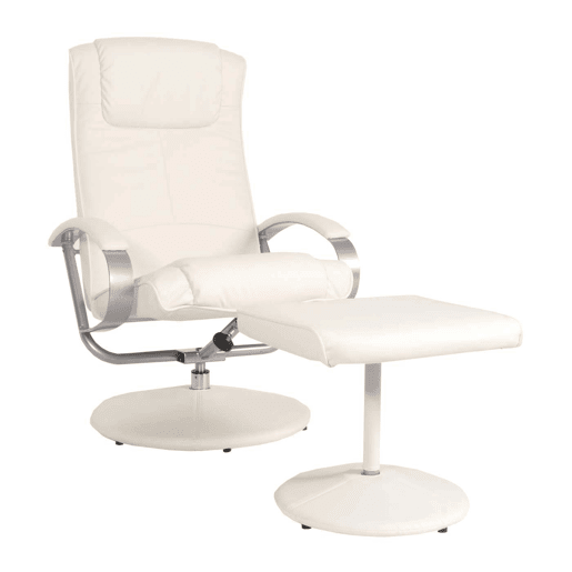 Poltrona reclinável para TV em PVC branco-creme com apoio para os pés 04_0006894