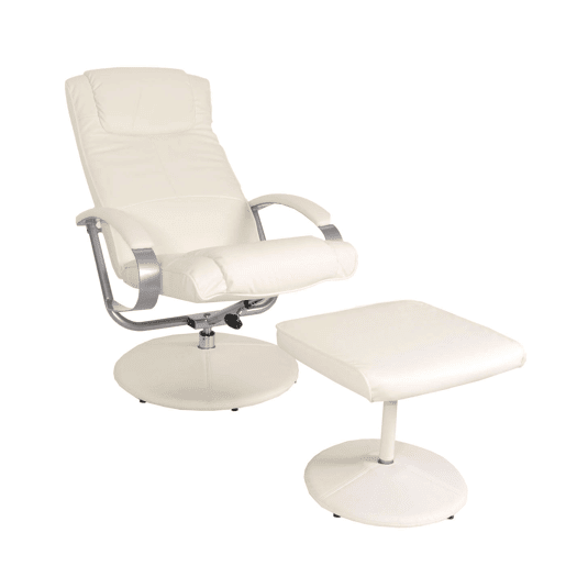 Poltrona reclinável para TV em PVC branco-creme com apoio para os pés 04_0006894