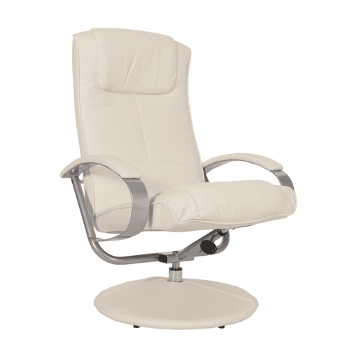 Poltrona reclinável para TV em PVC branco-creme com apoio para os pés 04_0006894