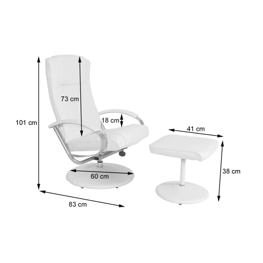 Poltrona reclinável para TV em PVC branco-creme com apoio para os pés 04_0006894