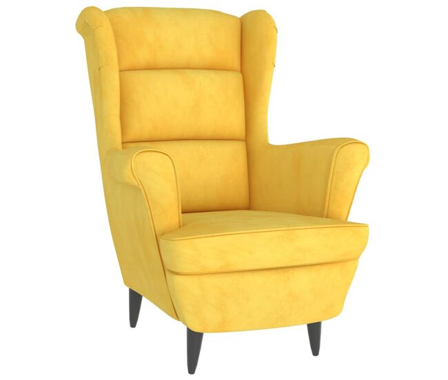 Sillón reina respaldo alto con reposabrazos mostaza 100x74x84 cm