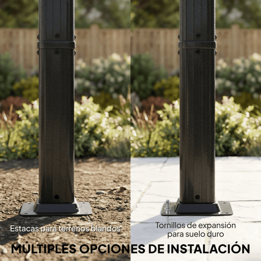 Outsunny Pérgola de Jardim 4x3 m com Telhado Deslizante Regulável e Estores Laterais Retráteis, Proteção UV50+, Creme
