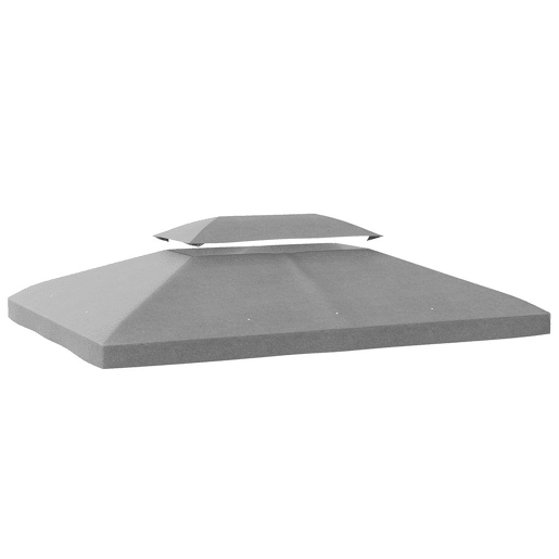 Outsunny Teto de Substituição para Pérgola, 4x3 m, Cobertura de Substituição com Teto Duplo, 10 Orifícios de Drenagem e Proteção UV, APENAS Toldo de Substituição para Pavilhão, Cinzento Claro