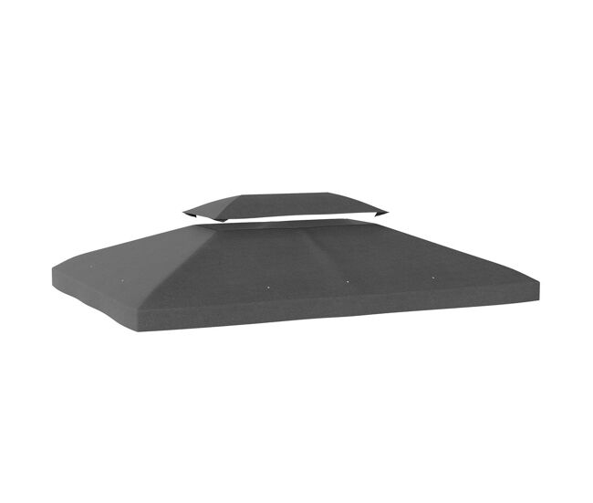 Outsunny techo de repuesto para cenador, 4x3 m, cubierta de repuesto con techo doble, 10 orificios de drenaje y protección uv, solo toldo de recambio para pabellón gazebo, gris oscuro