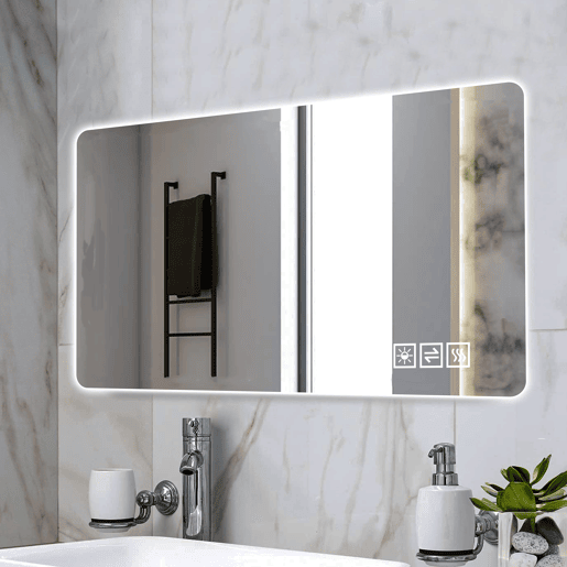 Espelho de casa de banho LED 60x120 cm - Três cores reguláveis, anticorrosão, antiembaciamento - Prateado