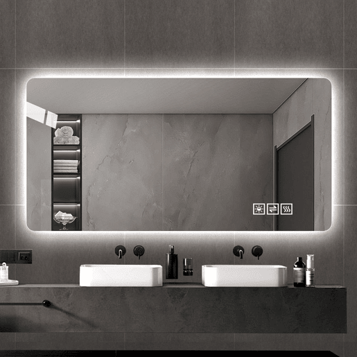 Espelho de casa de banho LED 60x120 cm - Três cores reguláveis, anticorrosão, antiembaciamento - Prateado