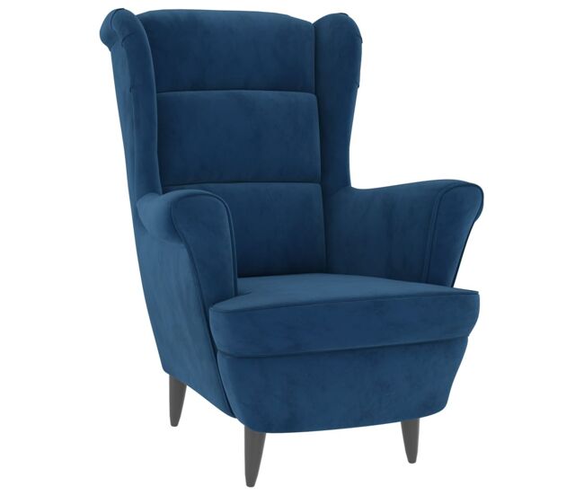 Sillón reina respaldo alto con reposabrazos azul 100x74x84 cm