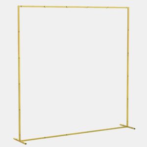Outsunny Arco de Jardim para Rosas em Metal 200x200 cm Arco de Casamento Quadrado com Estacas em Forma de U Resistente às Intempéries para Plantas Trepadeiras Decoração de Pátio e Terraço Dourado
