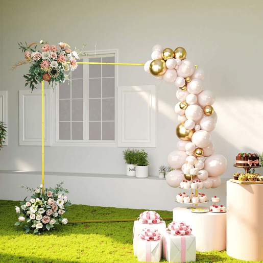 Outsunny Arco de Jardim para Rosas em Metal 200x200 cm Arco de Casamento Quadrado com Estacas em Forma de U Resistente às Intempéries para Plantas Trepadeiras Decoração de Pátio e Terraço Dourado