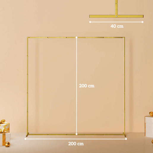 Outsunny Arco de Jardim para Rosas em Metal 200x200 cm Arco de Casamento Quadrado com Estacas em Forma de U Resistente às Intempéries para Plantas Trepadeiras Decoração de Pátio e Terraço Dourado