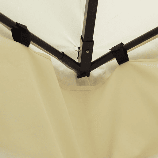 Outsunny Pérgola de Jardim 4x3 m Pérgola de Jardim com Telhado Duplo 4 Cortinas Estrutura de Aço 8 Orifícios de Drenagem Anti-UV Tenda para Exterior Terraço Pátio Creme
