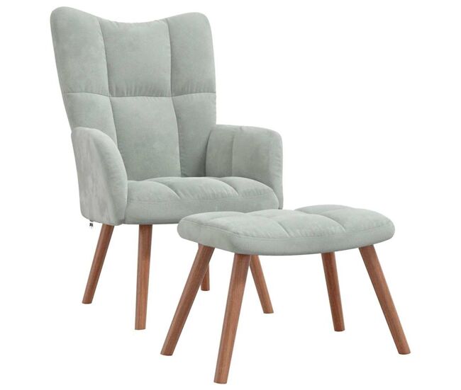 Butaca harry asiento curvado + reposapiés gris claro