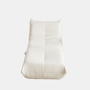 Sofá Togo de chão - Chenille, sem braços, com apoio para os pés, espuma viscoelástica - Bege