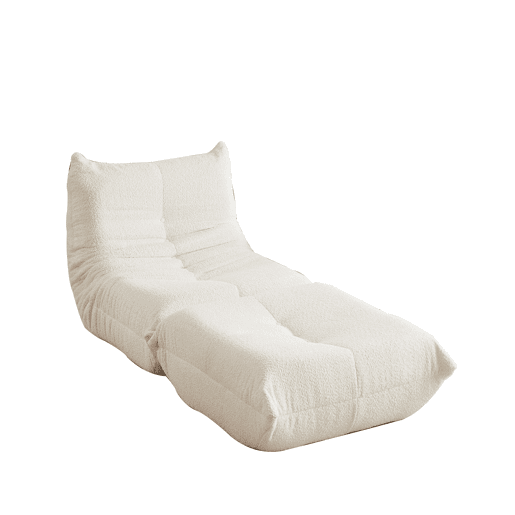 Sofá Togo de chão - Chenille, sem braços, com apoio para os pés, espuma viscoelástica - Bege Sofá Togo de chão - Chenille, sem braços, com apoio para os pés, espuma viscoelástica - Bege