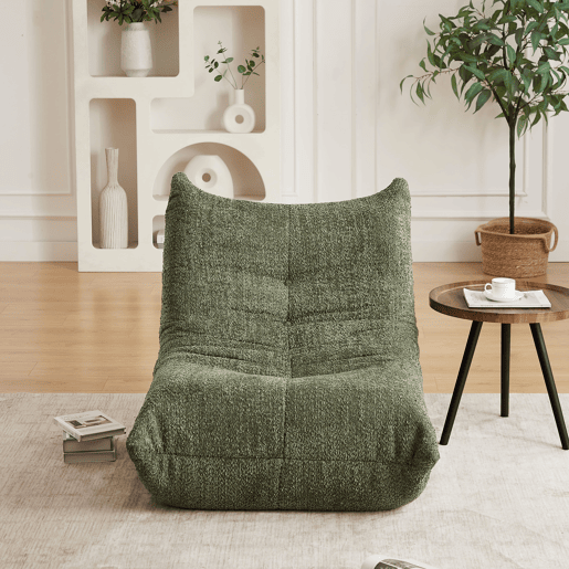 Sofá Togo de chenille - Poltrona sem braços com espuma viscoelástica - Verde Sofá Togo de chenille - Poltrona sem braços com espuma viscoelástica - Verde