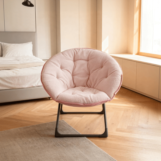 Cadeira dobrável de lã 80 cm - portátil, macia, estilo lua - rosa