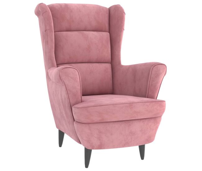 Sillón reina respaldo alto con reposabrazos rosa 100x74x84 cm