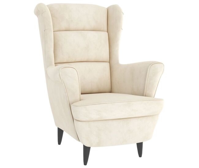 Sillón reina respaldo alto con reposabrazos crema 100x74x84 cm