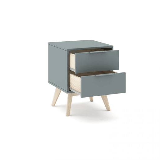 Mesa de cabeceira Numa 2 gavetas Verde Salvia - Oak 40 x 53 x 35 cm