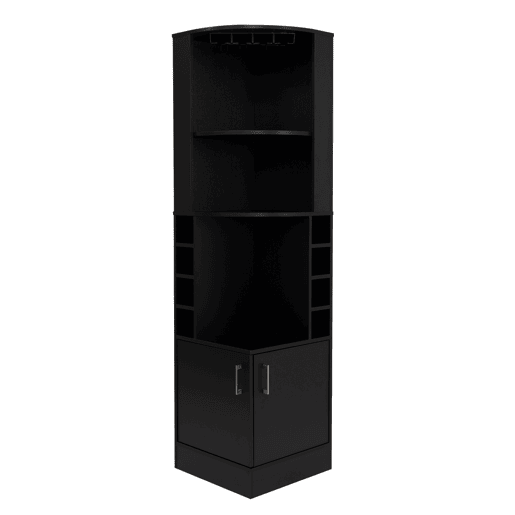 Van bar de canto com porta-garrafas e suporte para taças