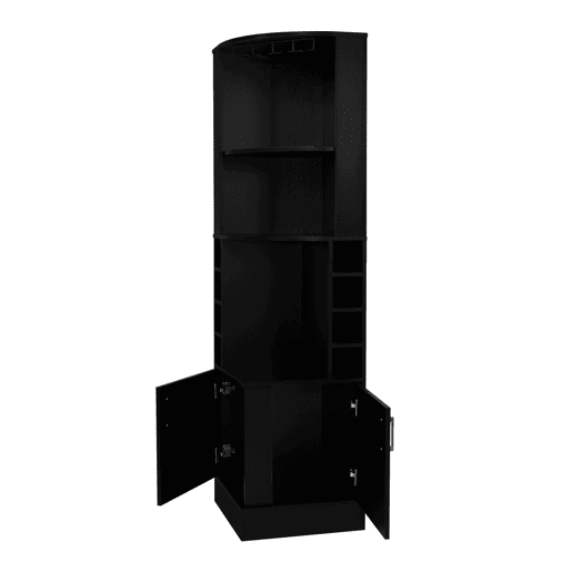 Van bar de canto com porta-garrafas e suporte para taças