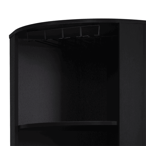 Van bar de canto com porta-garrafas e suporte para taças