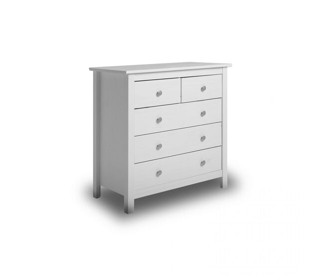 Cómoda de 5 cajones robusta y diseño atemporal en blanco 79x80 cm Bay Blanco 79 x 80 x 40 cm