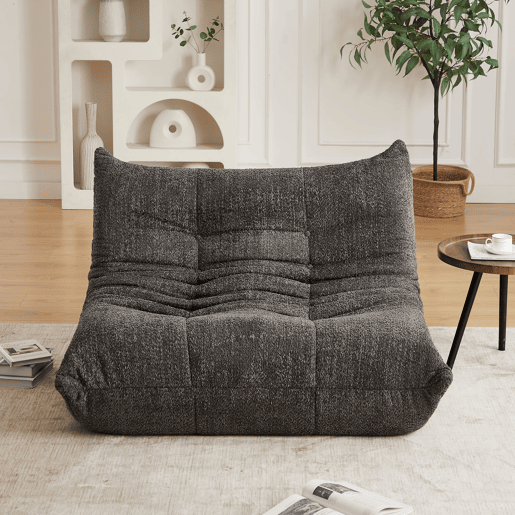 Sofá Togo 2 lugares - Sem braços, espuma viscoelástica, estilo lounge, Chenille, Cinza Sofá Togo 2 lugares - Sem braços, espuma viscoelástica, estilo lounge, Chenille, Cinza