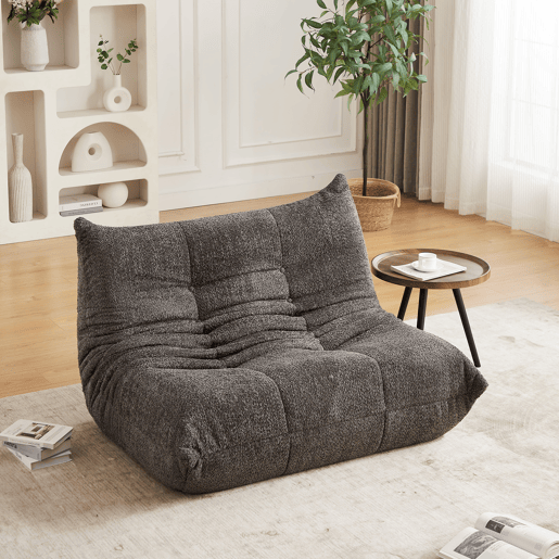 Sofá Togo 2 lugares - Sem braços, espuma viscoelástica, estilo lounge, Chenille, Cinza Sofá Togo 2 lugares - Sem braços, espuma viscoelástica, estilo lounge, Chenille, Cinza