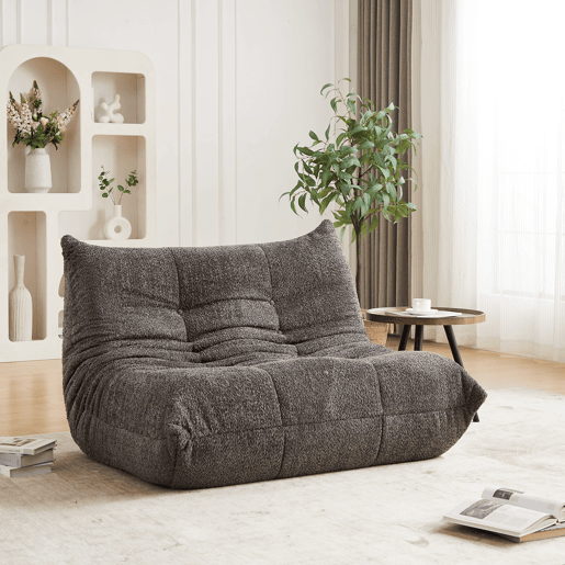 Sofá Togo 2 lugares - Sem braços, espuma viscoelástica, estilo lounge, Chenille, Cinza Sofá Togo 2 lugares - Sem braços, espuma viscoelástica, estilo lounge, Chenille, Cinza