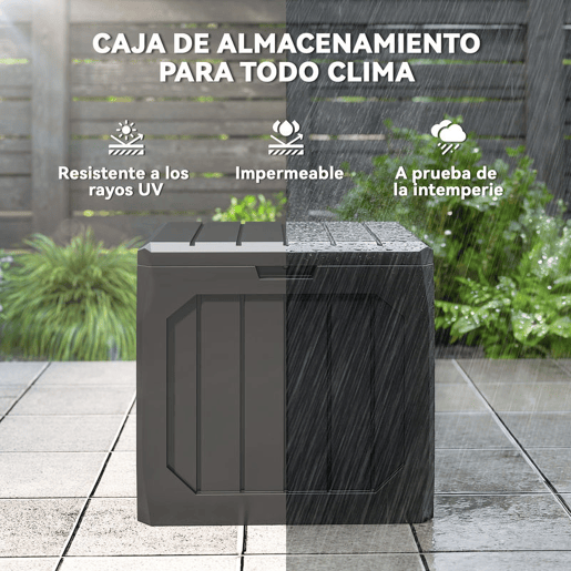 Outsunny Baú de Exterior com Capacidade de 121L Baú de Armazenamento em Plástico com 2 Alças e Tampa Fechável Impermeável e Resistente às Intempéries para Jardim Terraço ou Pátio, 56x45x53 cm Preto