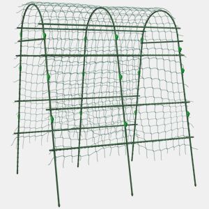Outsunny Arco para Plantas Trepadeiras 206 cm Estrutura de Jardim para Plantas Trepadoras ao Ar Livre em Forma de U com Estrutura de Aço Revestida a PE e Rede Suporte para Legumes e Frutas