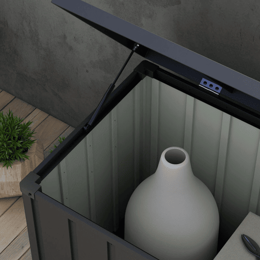 Outsunny Baú Exterior com Capacidade de 450L Baú de Armazenamento em Aço com 4 Rodas 2 Pegas e Tampa com Ranhura para Cadeado Resistente às Condições Climáticas para Jardim Terraço Pátio 125,5x61,5x70 cm Cinzento Escuro Outsunny Baú Exterior com Capacidade de 450L Baú de Armazenamento em Aço com 4 Rodas 2 Pegas e Tampa com Ranhura para Cadeado Resistente às Condições Climáticas para Jardim Terraço Pátio 125,5x61,5x70 cm Cinzento Escuro