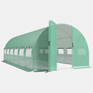 Outsunny Estufa de Exterior 6x3x2 m Estufa Túnel com Porta com Dobradiças Janelas com Rede Cobertura PE 140gm² e Estrutura de Aço Galvanizado Anti-UV, Impermeável para Cultivo Verde