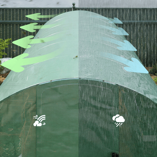 Outsunny Estufa de Exterior 6x3x2 m Estufa Túnel com Porta com Dobradiças Janelas com Rede Cobertura PE 140gm² e Estrutura de Aço Galvanizado Anti-UV, Impermeável para Cultivo Verde
