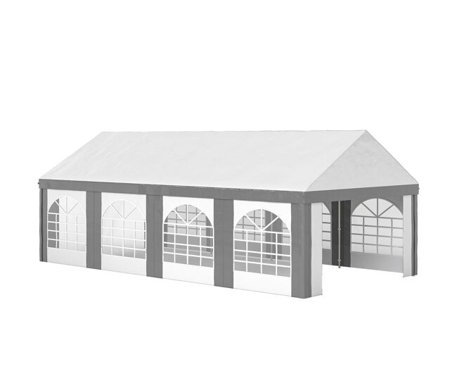 Outsunny carpa para fiesta 4x8 m, carpa de jardín con paredes laterales extraíbles, puertas y ventanas, impermeable, anti-uv, cenador gazabo para boda