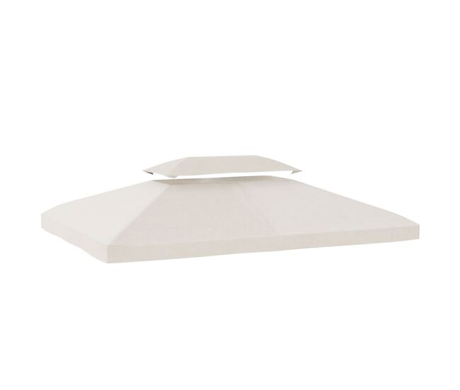 Outsunny techo de repuesto para cenador, 4x3 m, cubierta de repuesto con techo doble, 10 orificios de drenaje y protección uv, solo toldo de recambio para pabellón gazebo, blanco crema